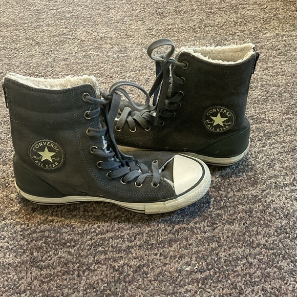 Converse Shoes - Converse Lined grey boots. Size 8 1/2